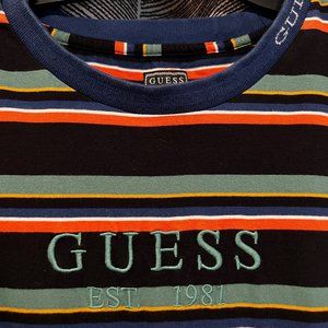 Guess Originals Vintage Est. 1981 Multi Color Striped T-Shirt Mens Size XL